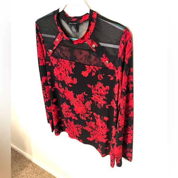 ADELE & MAY red and black sexy tunic. Size XL. EUC. - Picture 3 of 11